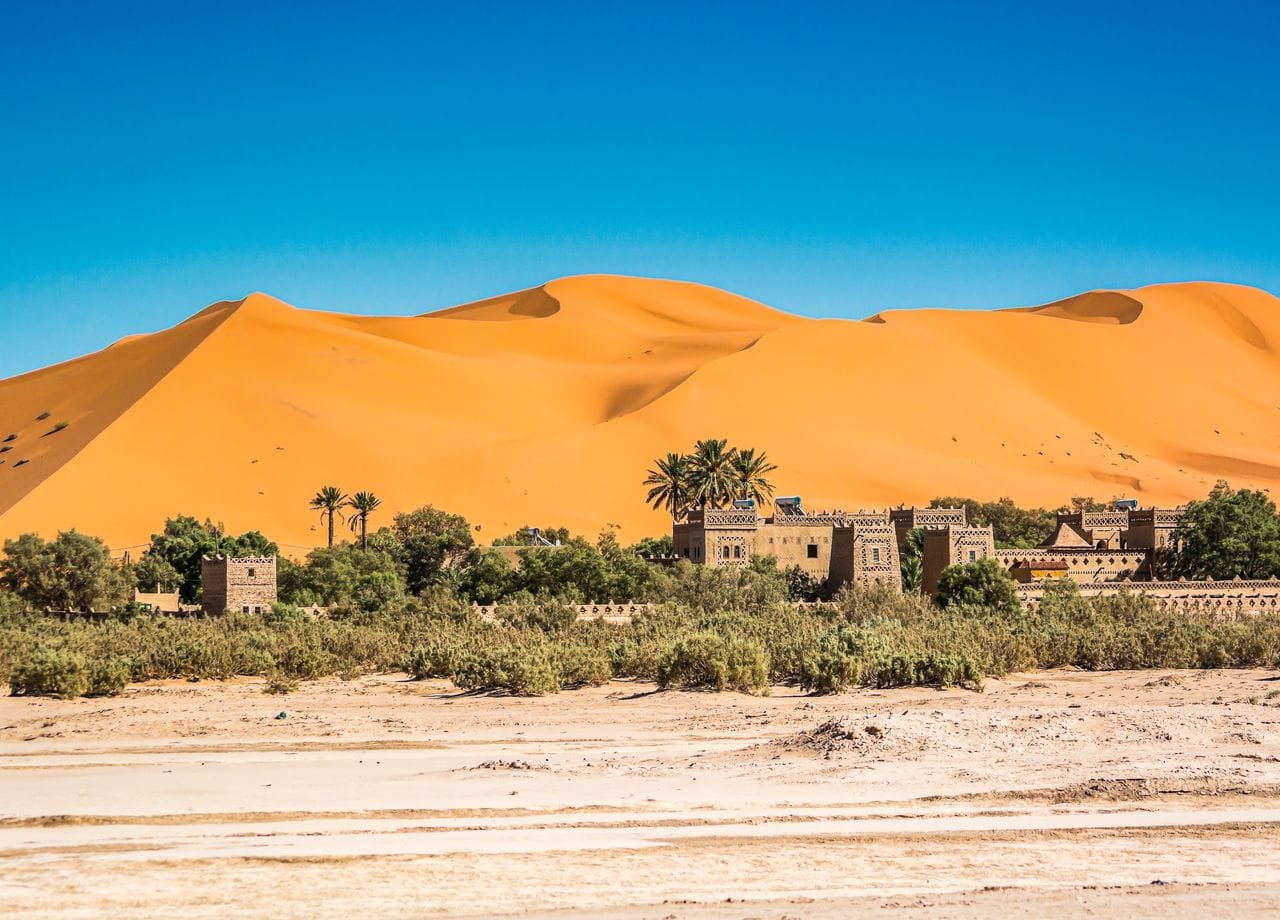 Famous dunes Erg Chebbi in Morocco, near Merzouga